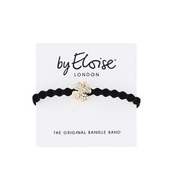 By Eloise London Gold Diamanté Clover Leaf Black