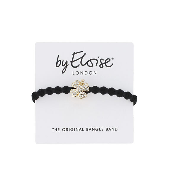 By Eloise London Gold Diamanté Clover Leaf Black