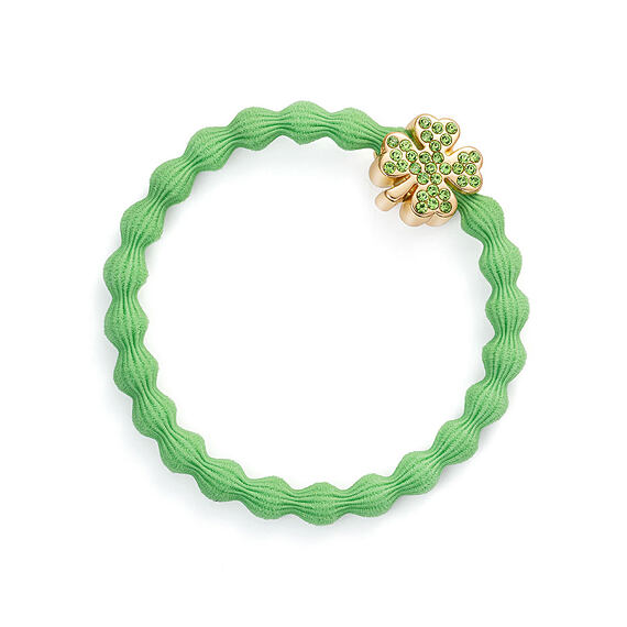 By Eloise London Gold Diamanté Clover Leaf Apple Green